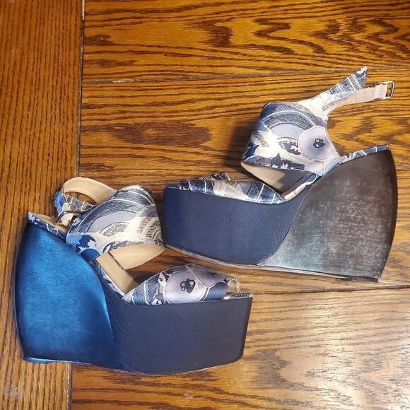 LOEFFLER RANDALL Suno Estrella Ankle-Strap wedge sandals sz 10 - Picture 2 of 7
